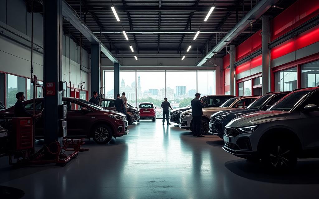 Meccanici al lavoro nell'officina di Milano