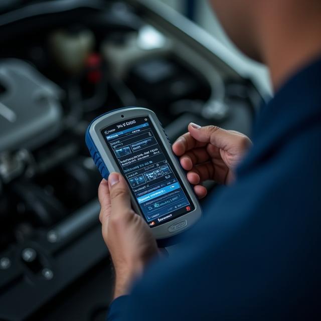 Meccanico esegue diagnostica motore